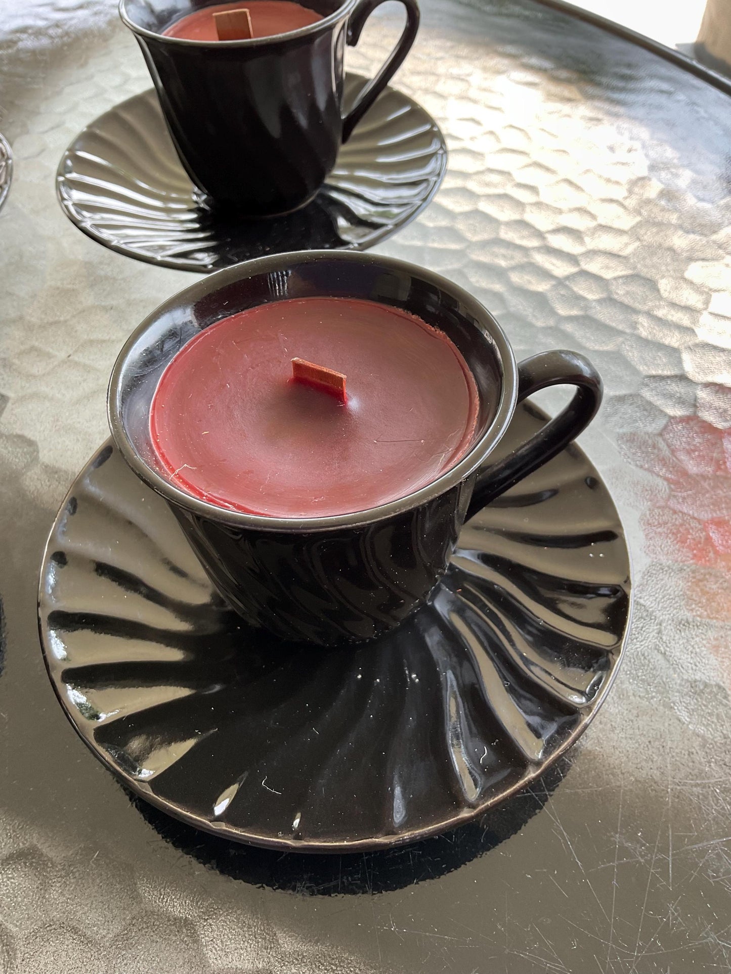 Handmade All Natural 4 oz organic beeswax tea scented tea cup candles
