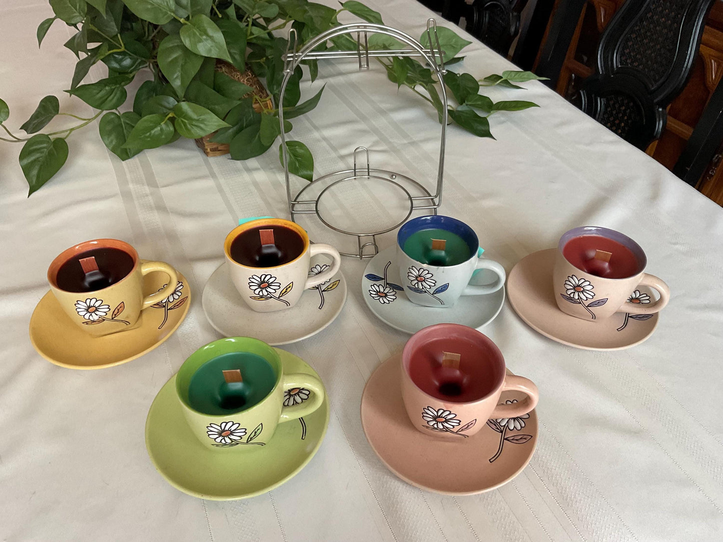 Reused 6 piece organic beeswax candle tea set
