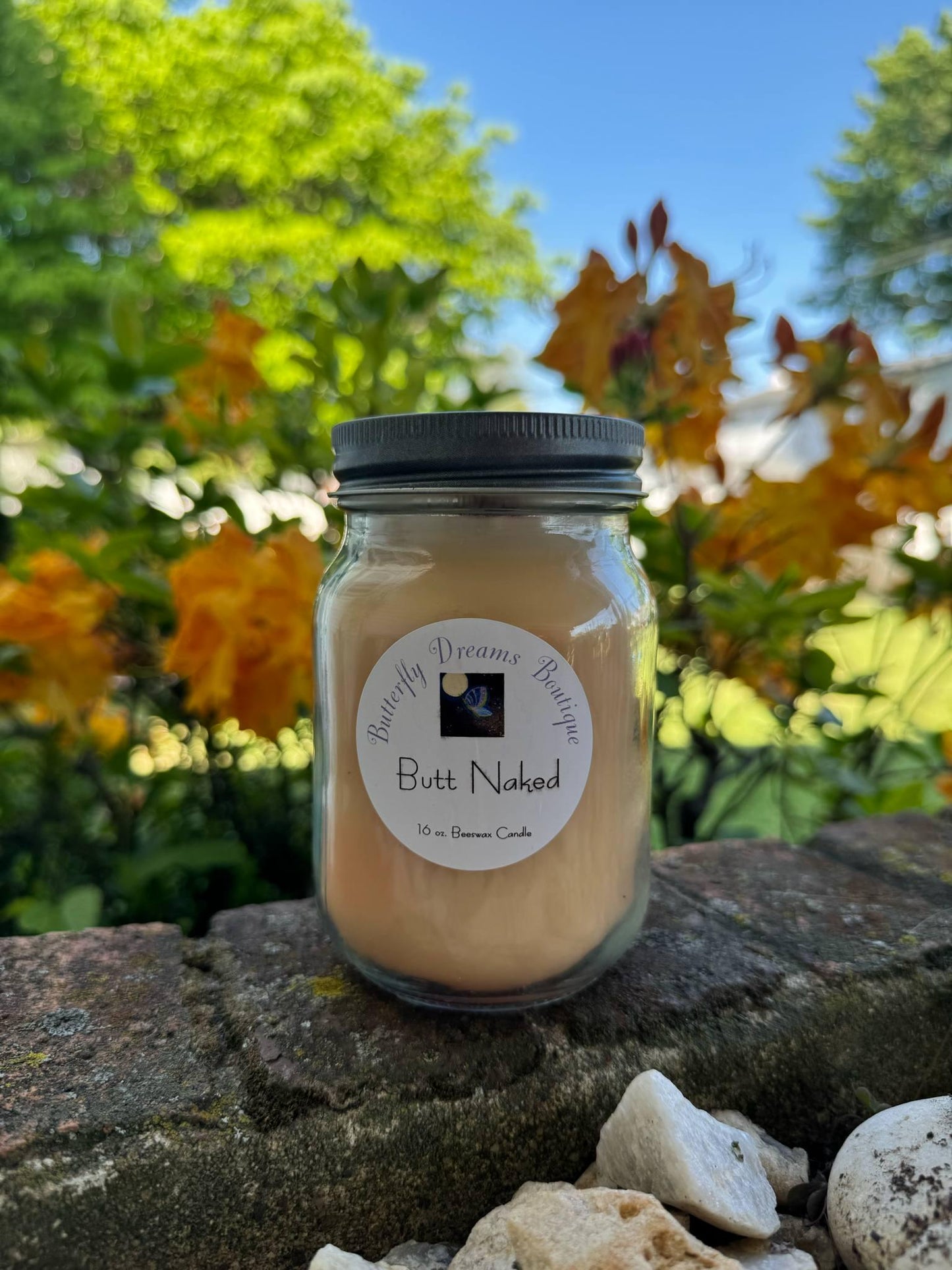 Homemade Fresh Fruit Scented 16 oz Mason jar organic beeswax Candle