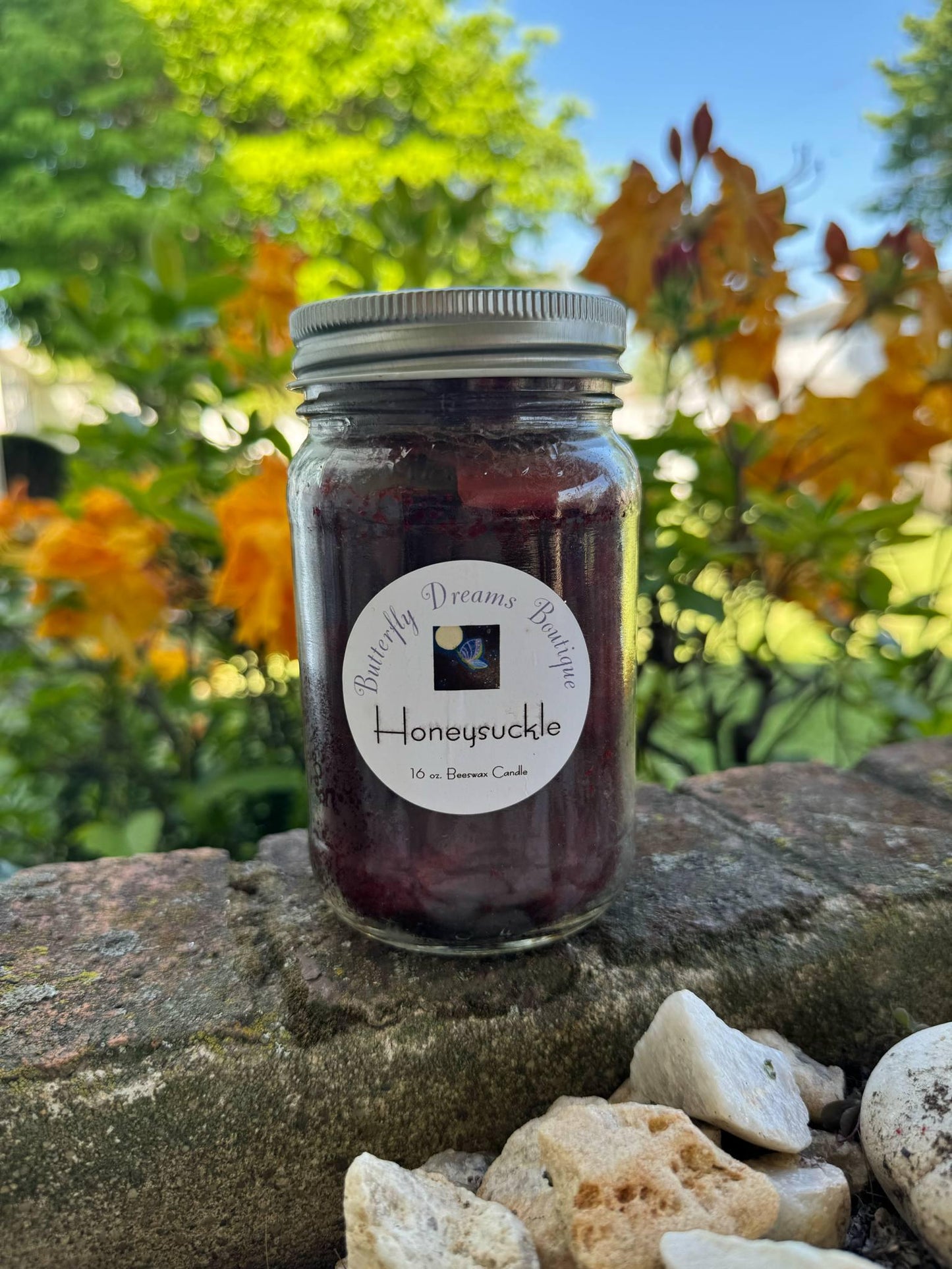Homemade Aromatic Floral Outdoor Scented 16 oz Mason jar organic beeswax Candle