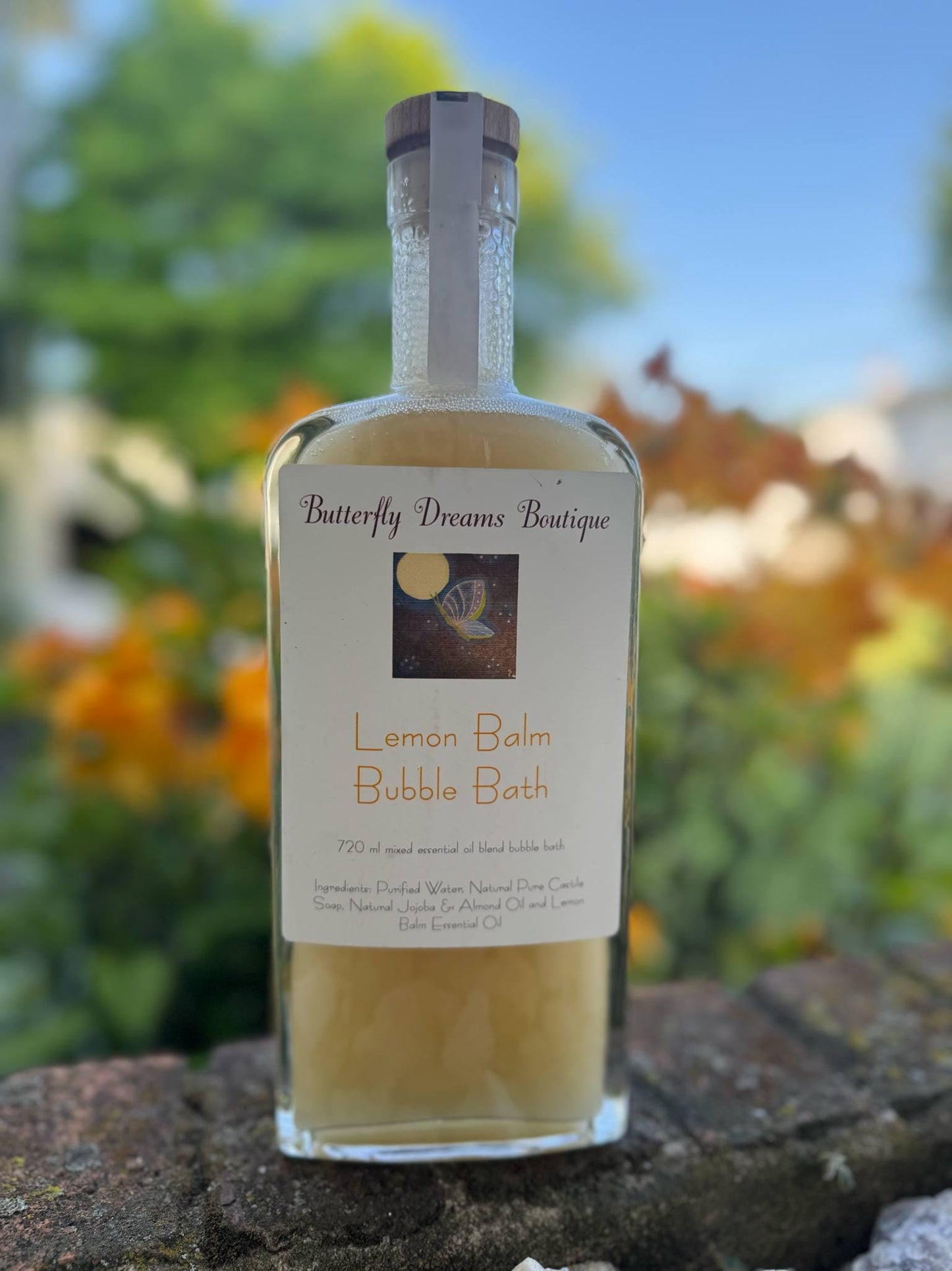 Relaxing All Natural Organic Bubble Bath in 18 oz or 720 ml (24 oz) Glass Bottles