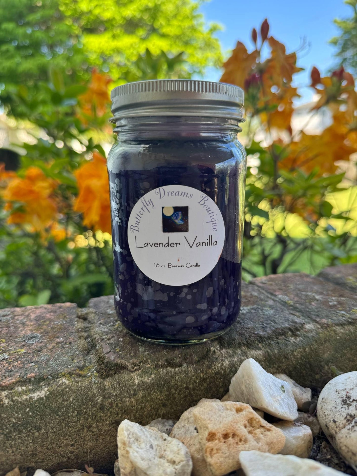 Homemade Aromatic Floral Outdoor Scented 16 oz Mason jar organic beeswax Candle