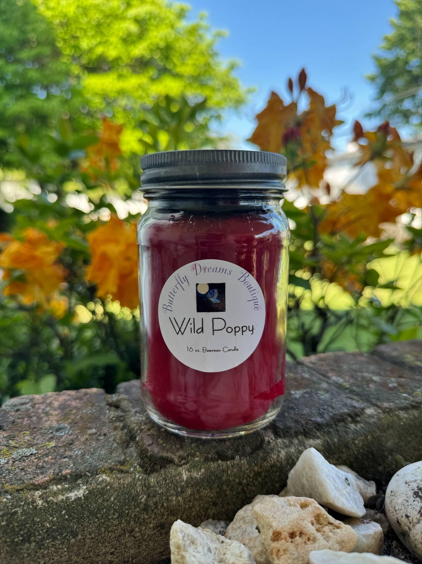 Homemade Aromatic Floral Outdoor Scented 16 oz Mason jar organic beeswax Candle