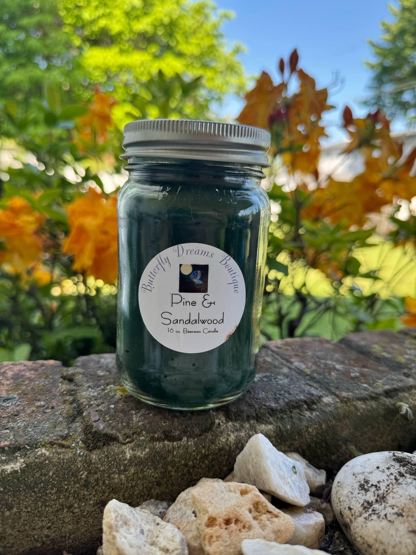 Homemade Aromatic Floral Outdoor Scented 16 oz Mason jar organic beeswax Candle
