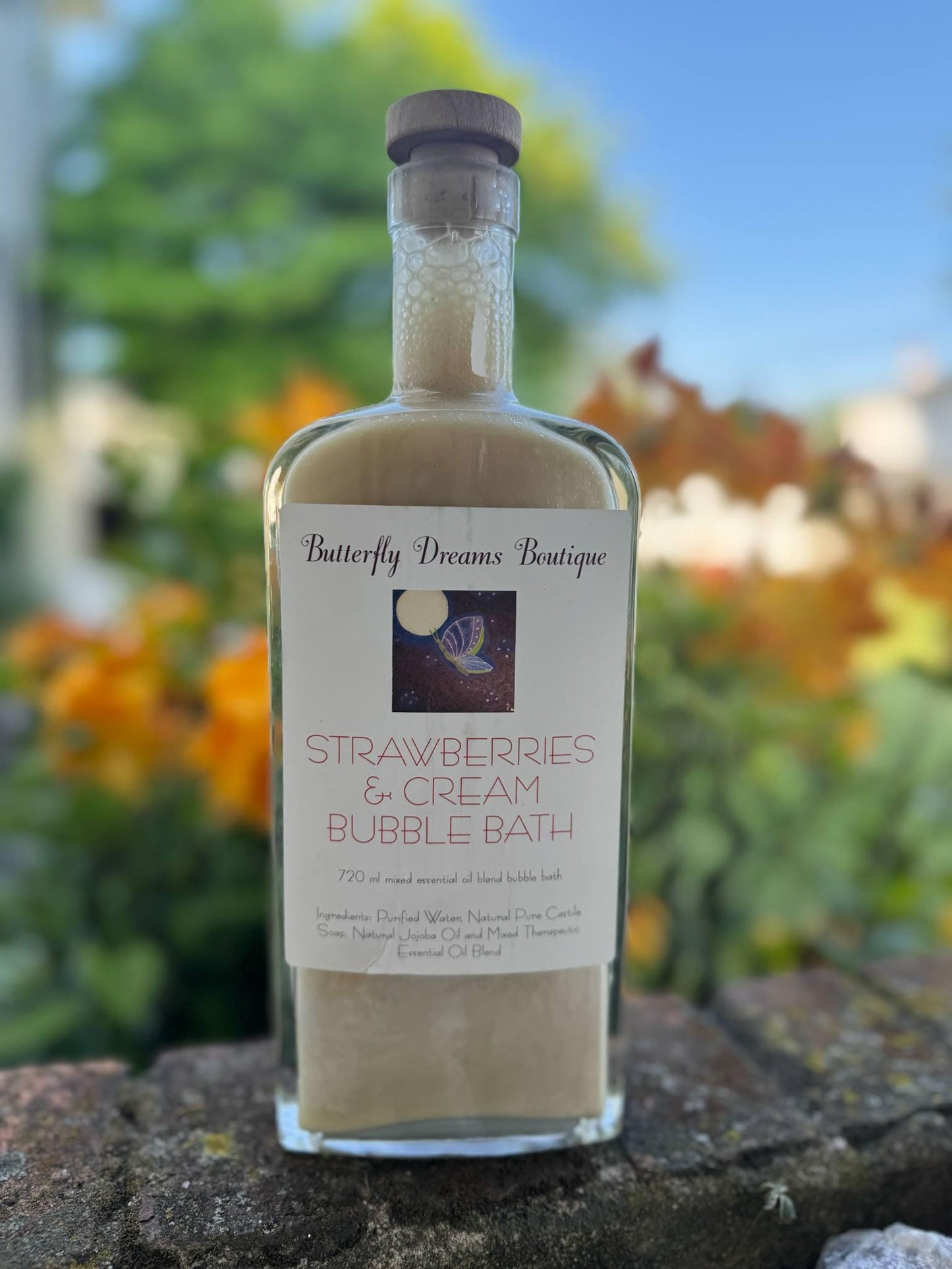 Relaxing All Natural Organic Bubble Bath in 18 oz or 720 ml (24 oz) Glass Bottles