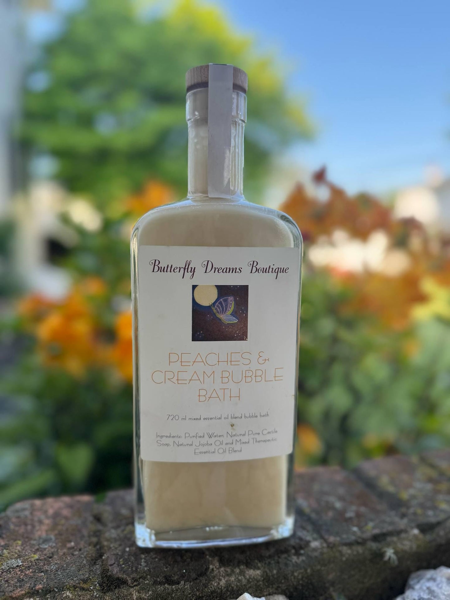 Relaxing All Natural Organic Bubble Bath in 18 oz or 720 ml (24 oz) Glass Bottles