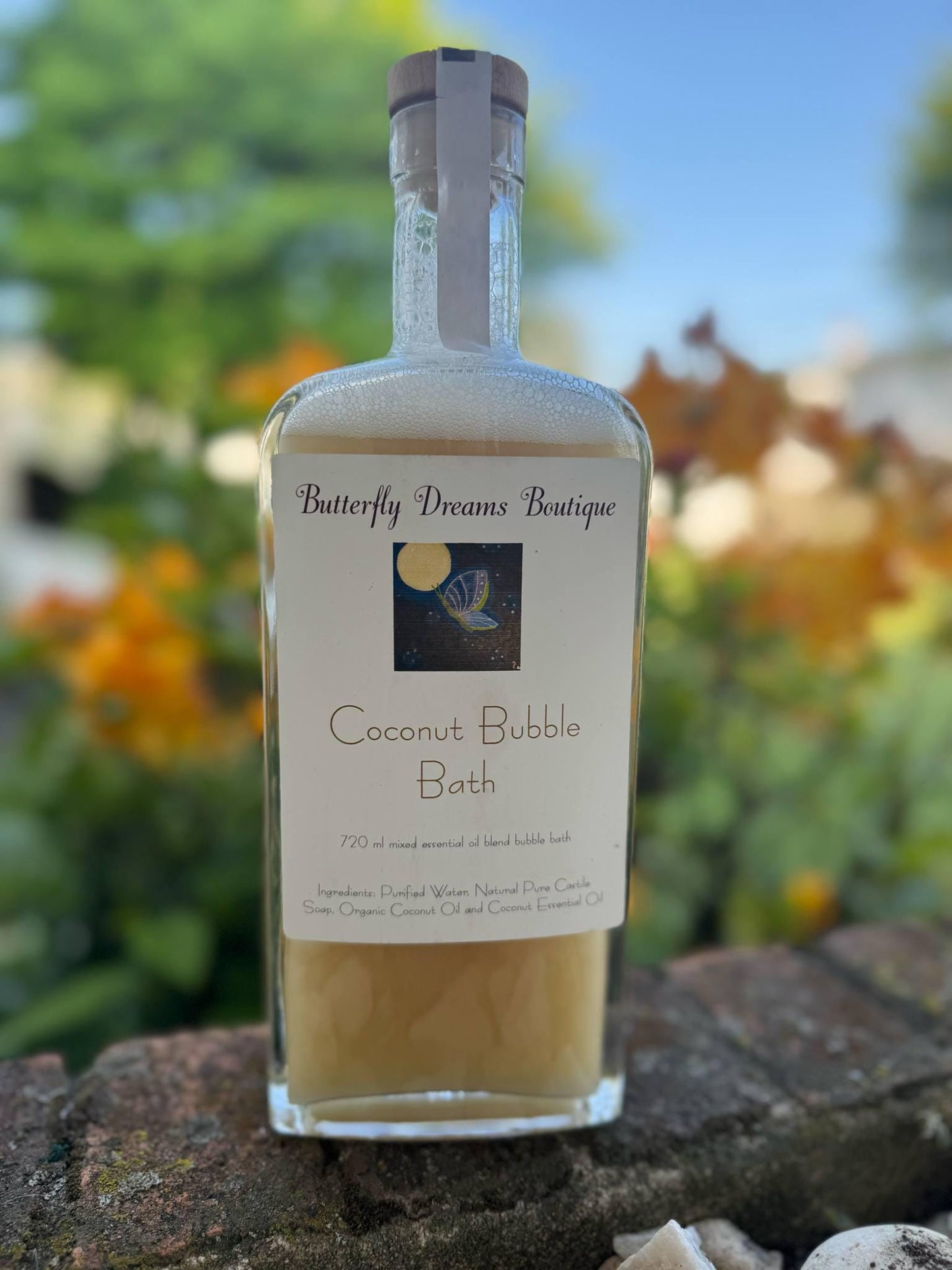Relaxing All Natural Organic Bubble Bath in 18 oz or 720 ml (24 oz) Glass Bottles