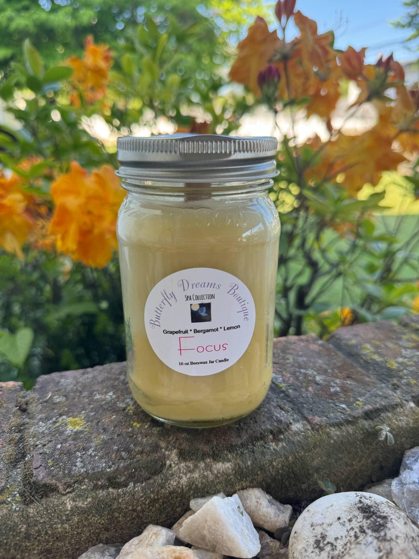 All Natural Relaxing Spa scented 16 oz Beeswax Jar Candle