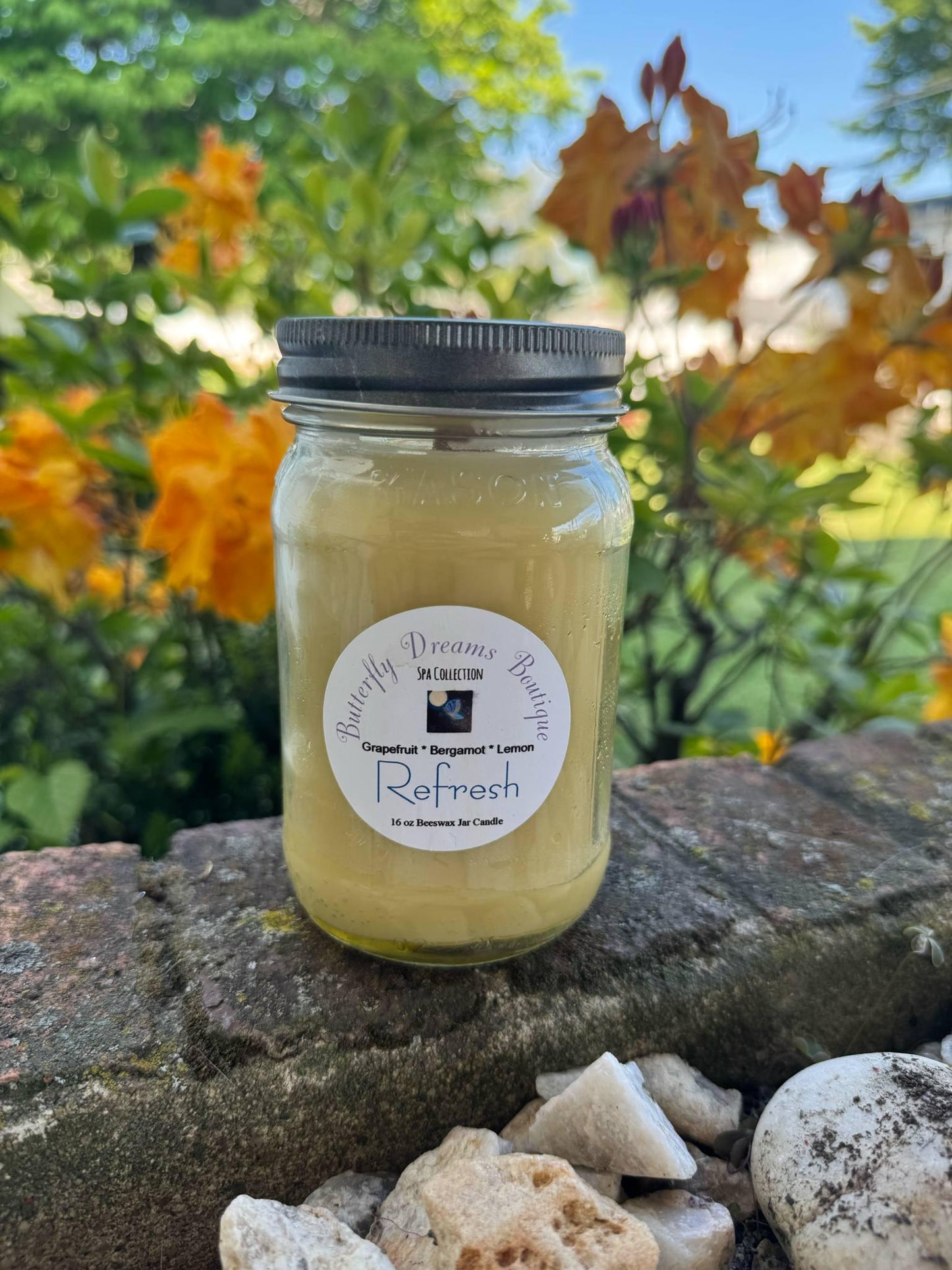 All Natural Relaxing Spa scented 16 oz Beeswax Jar Candle