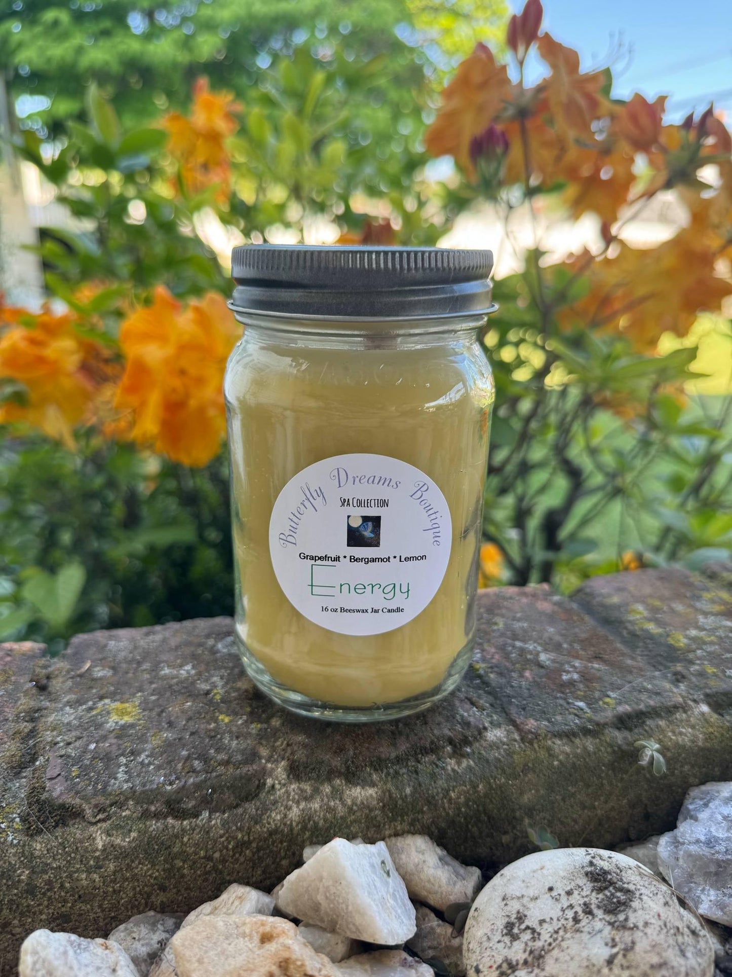 All Natural Relaxing Spa scented 16 oz Beeswax Jar Candle