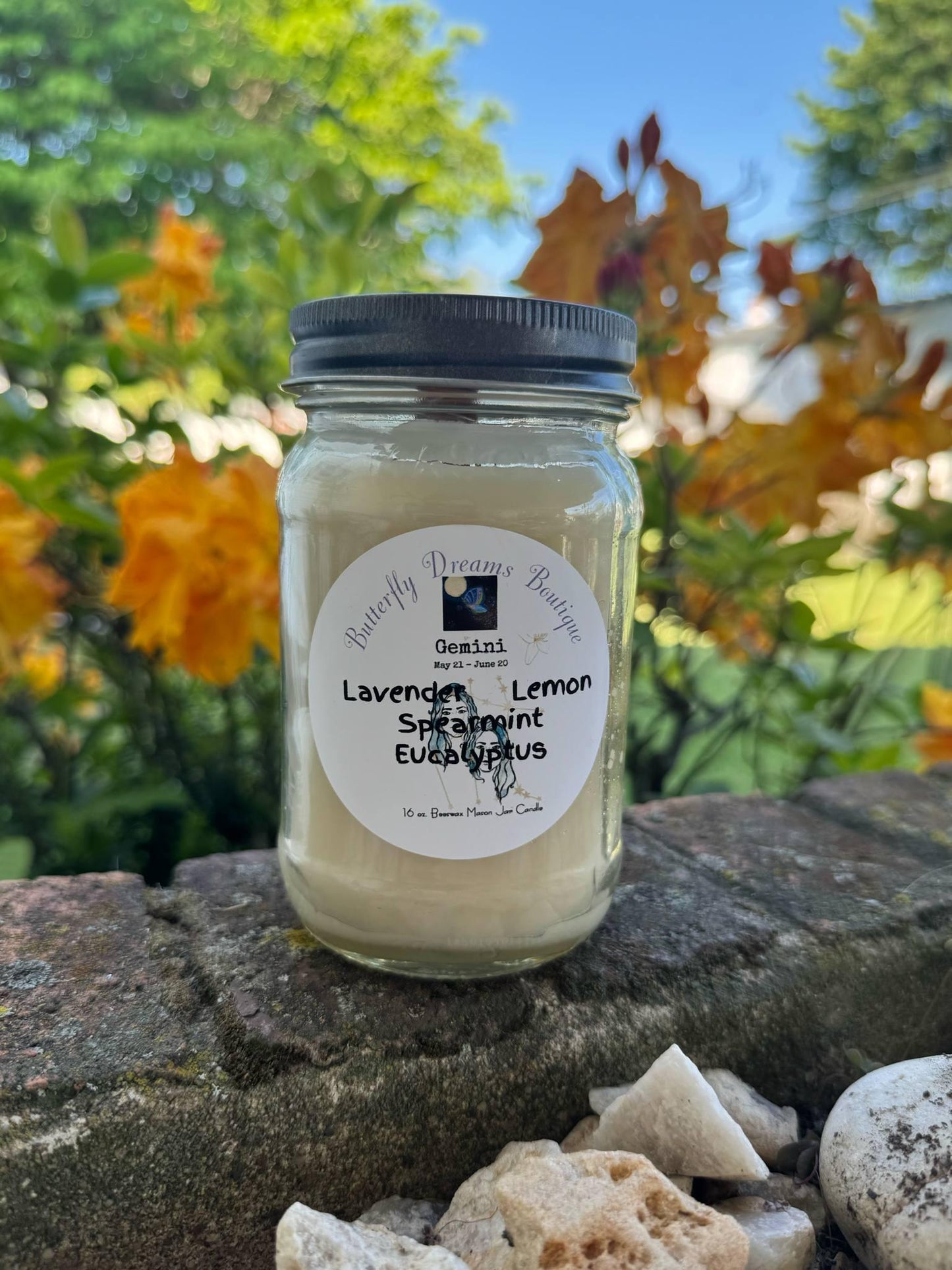 Homemade Zodiac Astrology Sign 16 oz Beeswax Candles w Wooden Wick