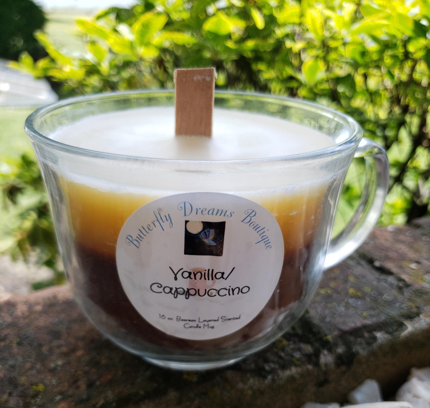 Homemade Yummy Coffee scented Layered Beeswax 18 oz Glass Coffee Mug Candle