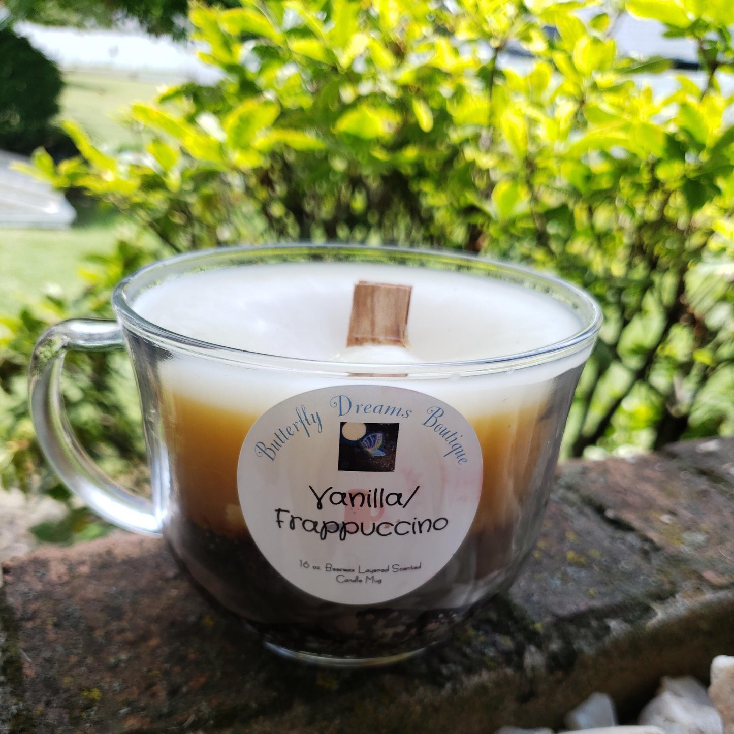 Homemade Yummy Coffee scented Layered Beeswax 18 oz Glass Coffee Mug Candle
