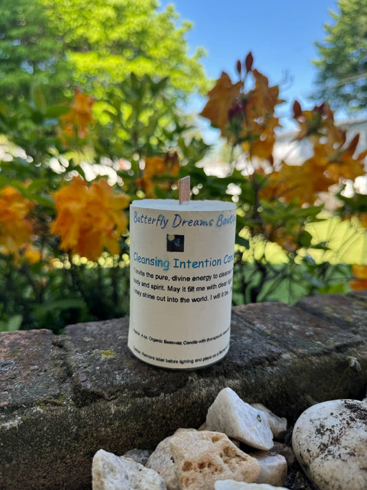 Handmade 8 oz organic beeswax intension pillar candles
