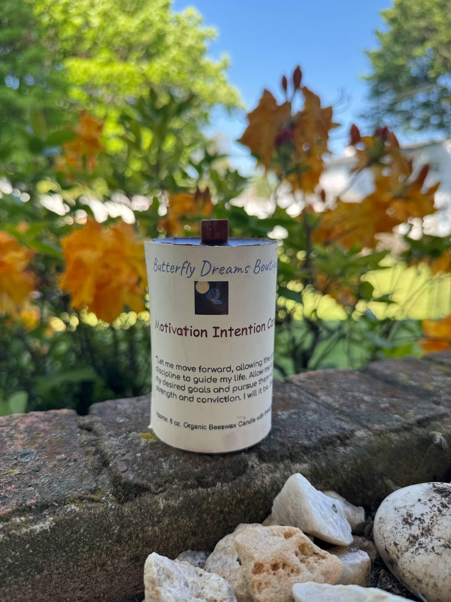 Handmade 8 oz organic beeswax intension pillar candles