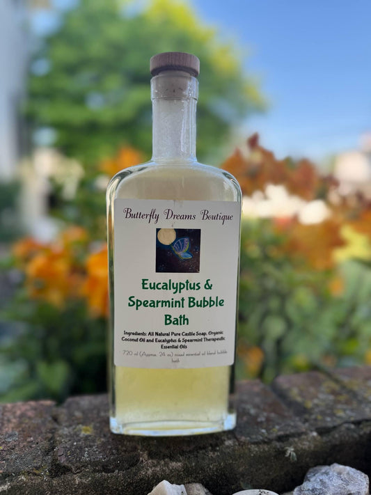 Relaxing All Natural Organic Bubble Bath in 18 oz or 720 ml (24 oz) Glass Bottles