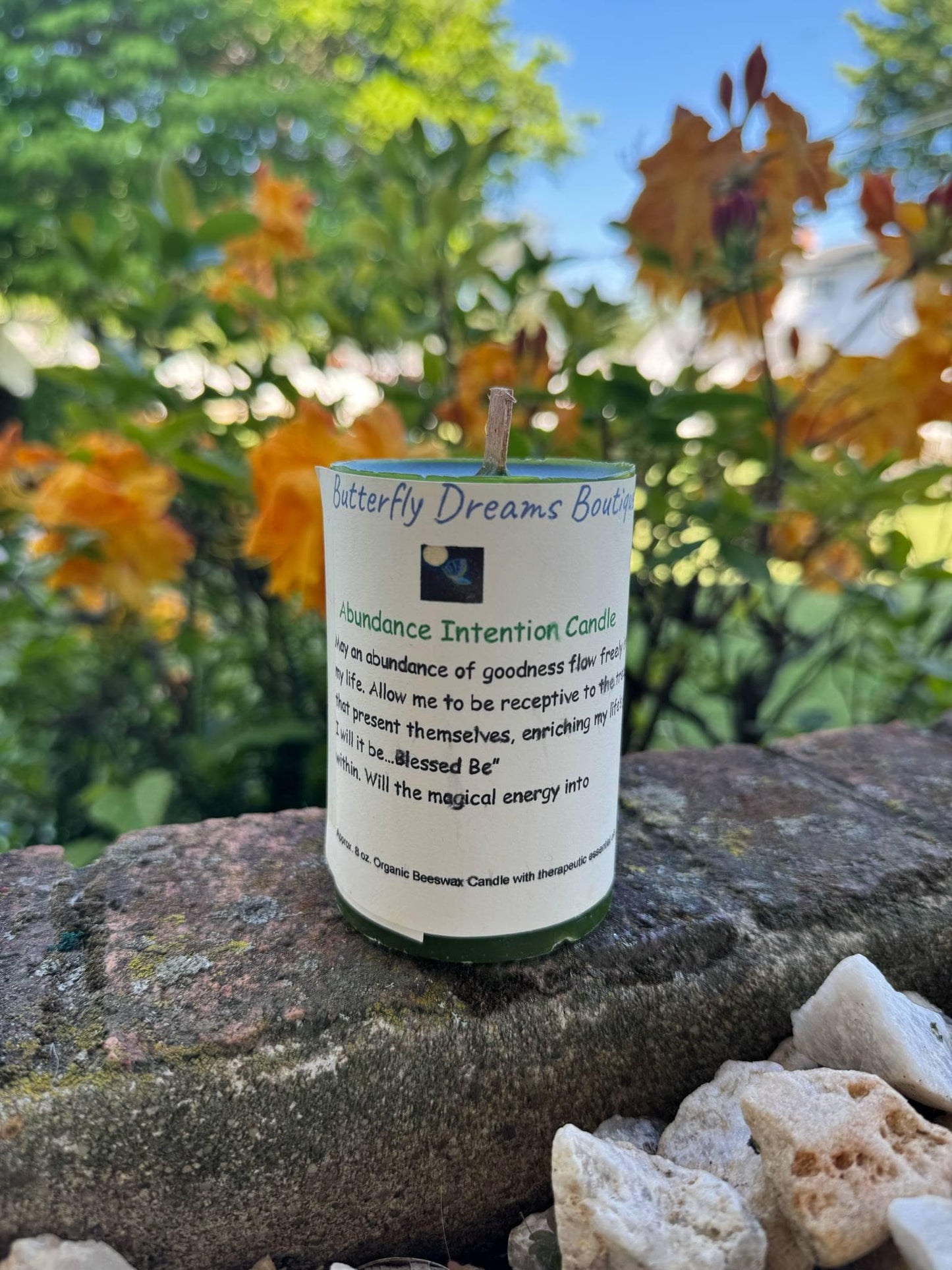 Handmade 8 oz organic beeswax intension pillar candles