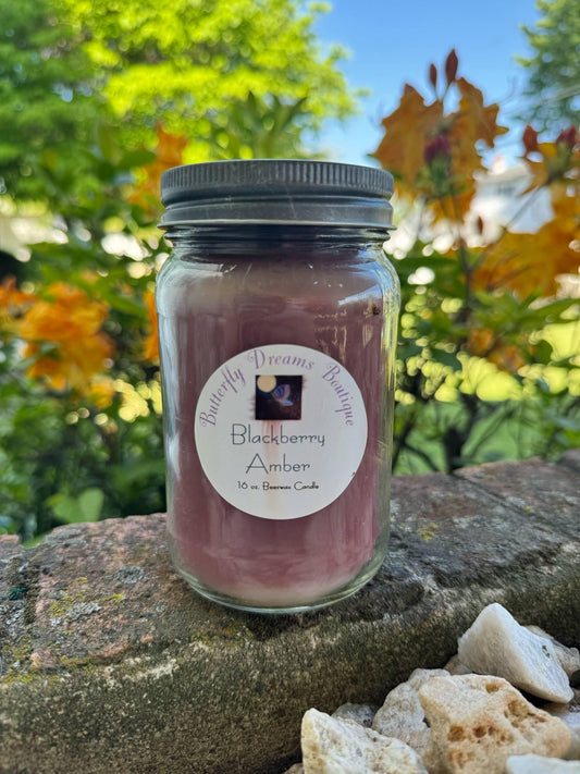 Homemade Fresh Fruit Scented 16 oz Mason jar organic beeswax Candle