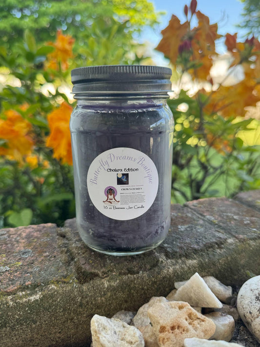 Homemade Chakra Edition 16 oz Beeswax Mason Jar Candles